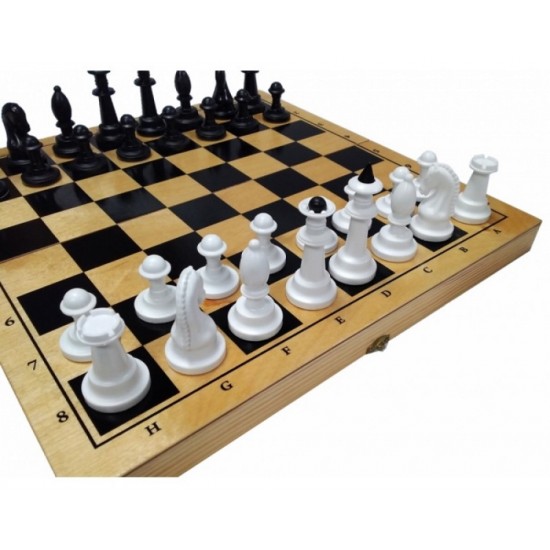 Набор шахматы пластиковые + доска дерево, 36,5см х 36,5см, (Украина)
