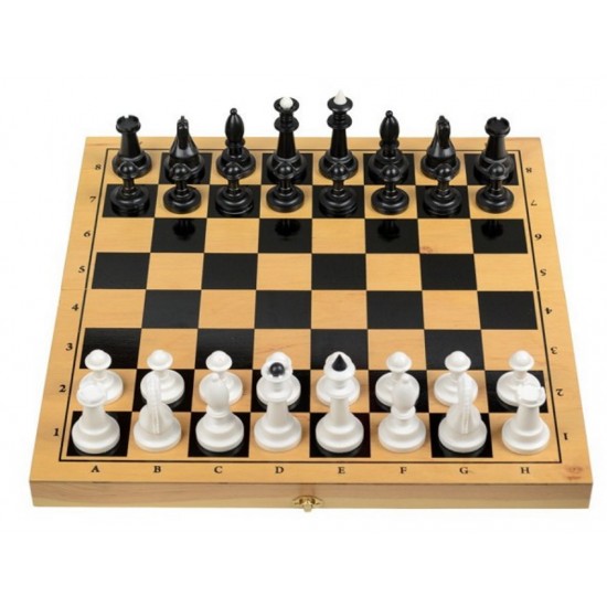 Набір шахи пластикові + дошка дерево, 36,5см х 36,5см, (Україна)