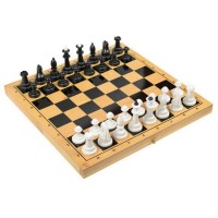 Набор шахматы пластиковые + доска дерево, 36,5см х 36,5см, (Украина)