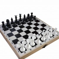 Набор шахматы пластиковые + доска дерево, 36,5 х 36,5 см