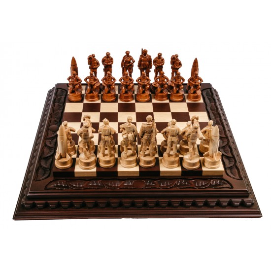 Шаховий набір Воїни ЗСУ, 52см х 52см. Ручна робота (Україна)