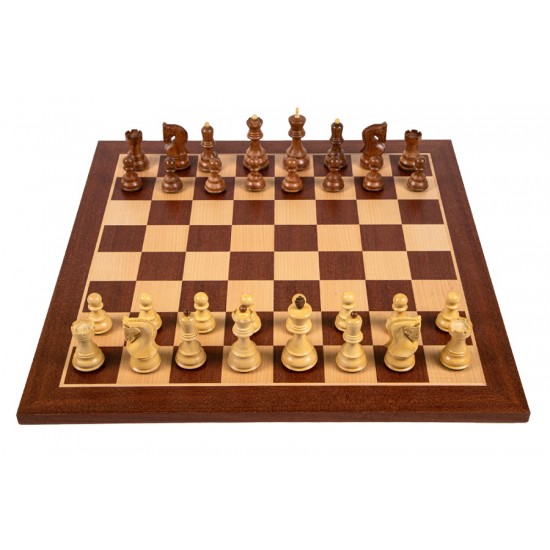 Набір шахів Загреб №6 коричневі, дошка Sapele Maple Dark 54 х 54 см