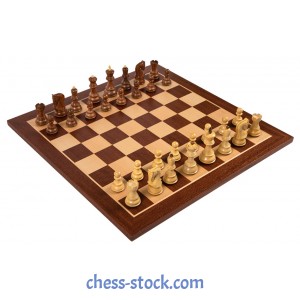 Набір шахів Загреб №6 коричневі, дошка Sapele Maple Dark 54 х 54 см