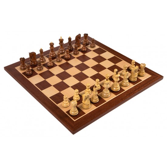 Набір шахів Загреб №6 коричневі, дошка Sapele Maple Dark 54 х 54 см