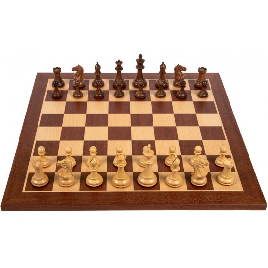 Набір шахів Супрім №6 коричневі +  дошка  Sapele Maple Dark 54 х 54 см