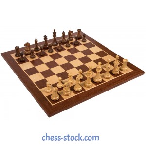 Набор шахмат Суприм №6 коричневые + доска Sapele Maple Dark 54 х 54 см
