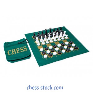 Набор шахматы + шашки + доска ткань + мешочек (Украина)