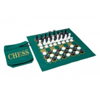 Набір шахи + шашки + дошка тканина + мішечок  (Україна)