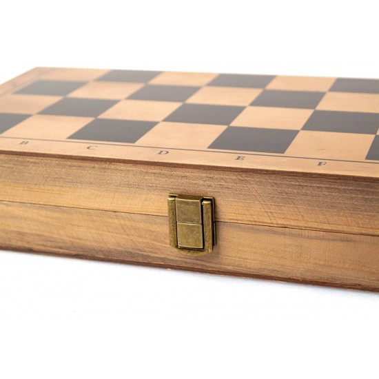 Шахматная доска складная дерево (темная), 36,5см х 36,5см (Украина)