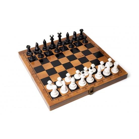 Набор шахматы пластиковые + доска дерево (темная), 36,5см х 36,5см, (Украина)