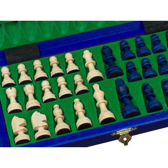 Шаховий набір магнітний дерев'яний (сині), 28см х 28см, (Мадон 140)