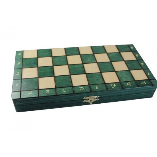 Шаховий набір магнітний дерев'яний (зелені), 28см х 28см, (Мадон 140)