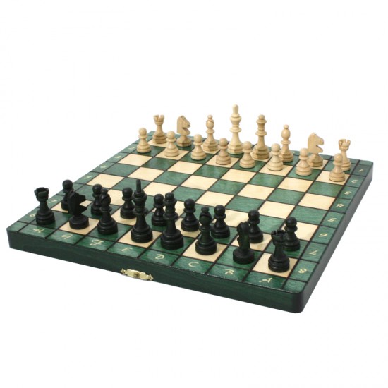 Шаховий набір магнітний дерев'яний (зелені), 28см х 28см, (Мадон 140)