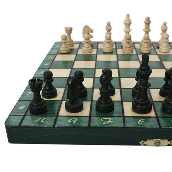 Шаховий набір магнітний дерев'яний (зелені), 28см х 28см, (Мадон 140)