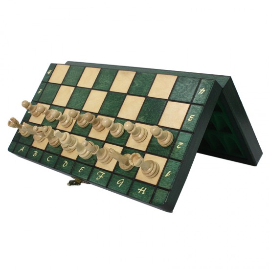 Шахматный набор магнитный деревянный (зеленый), 28см х 28см, (Мадон 140)