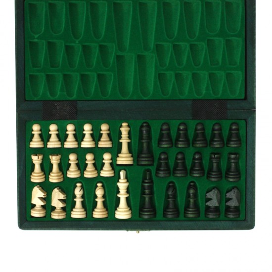 Шахматный набор магнитный деревянный (зеленый), 28см х 28см, (Мадон 140)