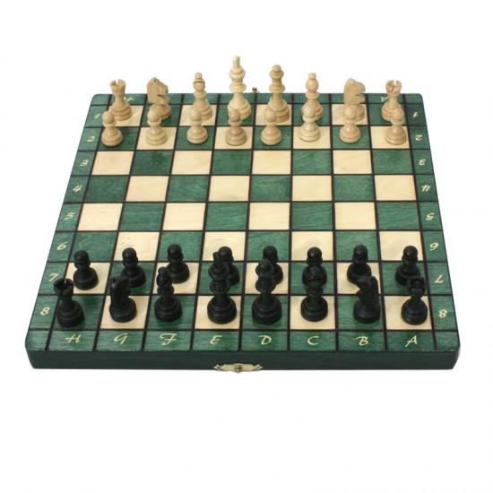 Шаховий набір магнітний дерев'яний (зелені), 28см х 28см, (Мадон 140)
