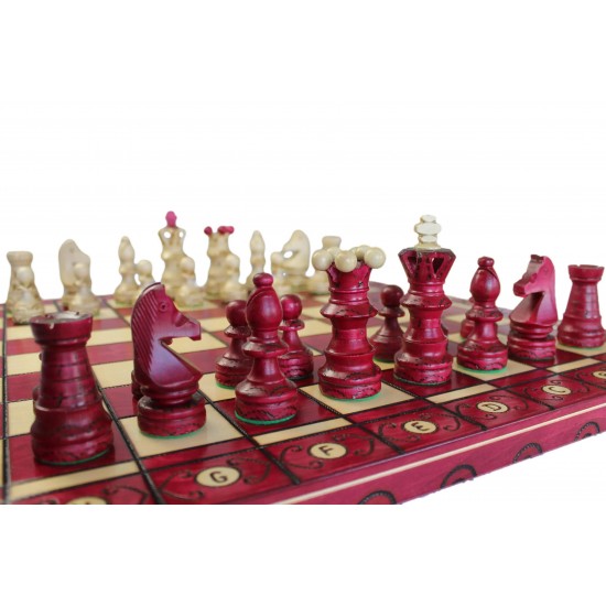 Набір шахів Амбасадор (червоні), 54см х 54см, (Мадон 128)