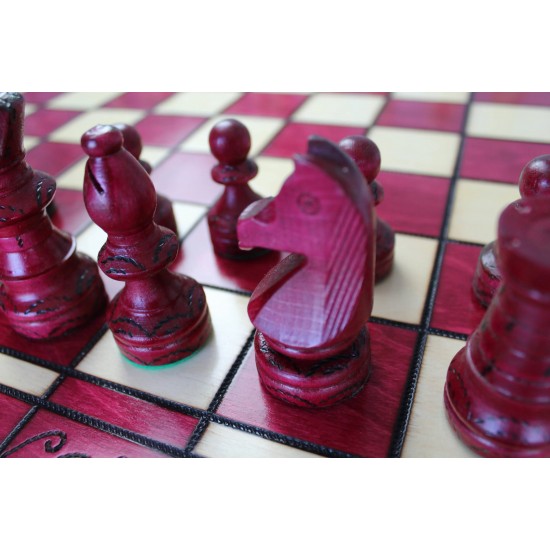 Набор шахмат Амбассадор (красные), 54см х 54см, (Мадон 128)