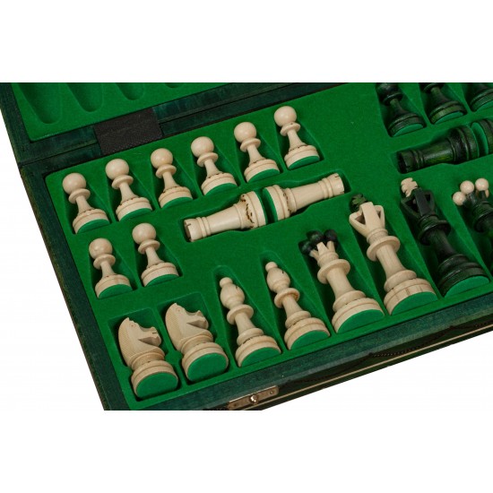Набор шахмат Сенатор (зеленые), 41см х 41см, (Мадон 125)