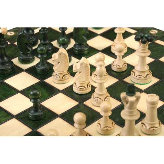 Набор шахмат Сенатор (зеленые), 41см х 41см, (Мадон 125)