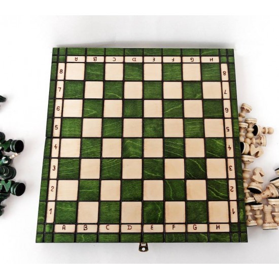 Набор шахмат Жемчужина средняя (зеленые), 35см х 35см, (Мадон 134А)
