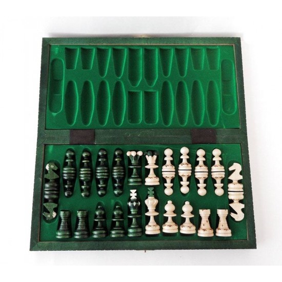 Набор шахмат Жемчужина средняя (зеленые), 35см х 35см, (Мадон 134А)