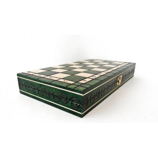 Набор шахмат Жемчужина средняя (зеленые), 35см х 35см, (Мадон 134А)