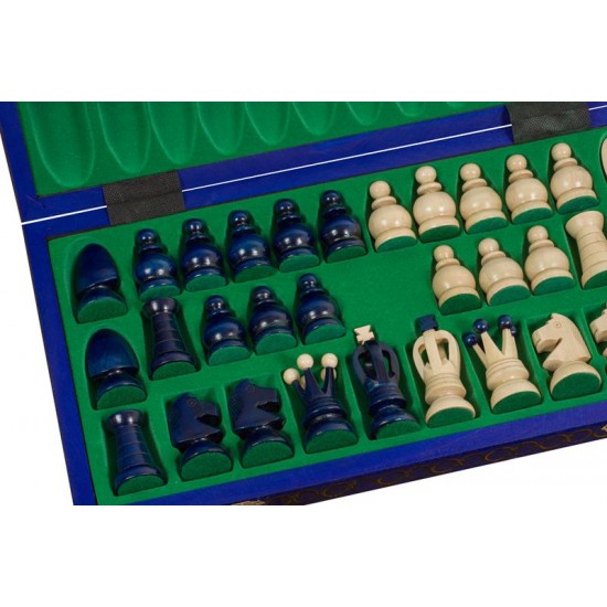 Набор шахмат Королевские большие (синие), 44см х 44см, (Мадон 111)