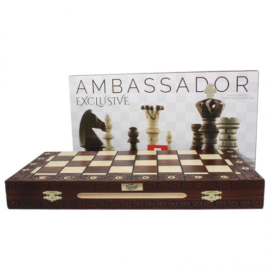 Шаховий набір Амбасадор Ексклюзив (з додактовими ферзями), 54см х 54см (Wegiel)