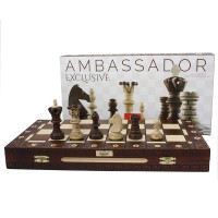 Шахматный набор Амбассадор Эксклюзив (с дополнительными ферзями), 54см х 54см (Wegiel)