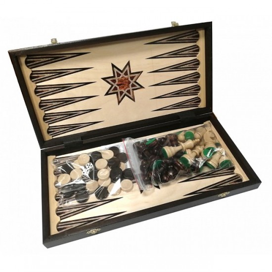 Набір шахи + шашки + нарди Exclusive, 47см х 47см (Мадон 144A)