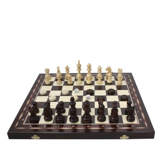 Набір шахи + шашки + нарди Exclusive, 47см х 47см (Мадон 144A)