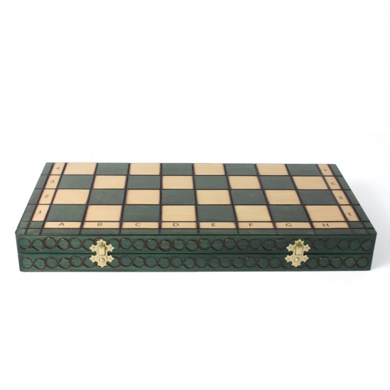 Набор шахмат Королевские большие (зеленые), 44см х 44см, (Мадон 111)