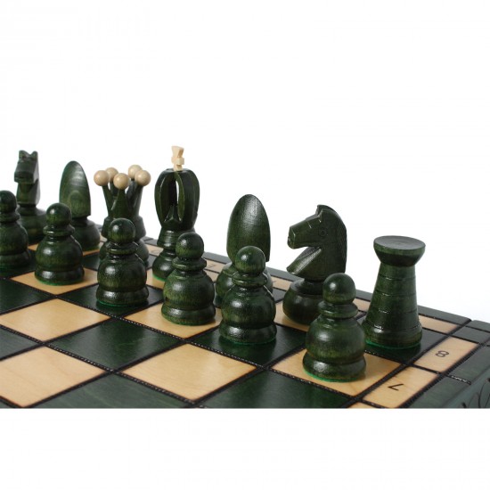 Набор шахмат Королевские большие (зеленые), 44см х 44см, (Мадон 111)