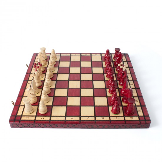 Набор шахмат Королевские большие (красные), 44см х 44см, (Мадон 111)