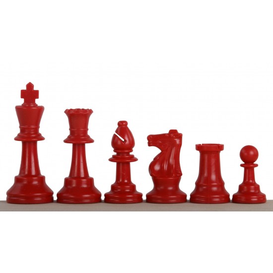Шахові фігури Стаунтон №6, червоно-білі (пластик)
