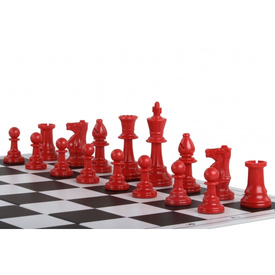 Шахматные фигуры Стаунтон №6, красно-белые (пластик)