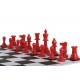 Шахові фігури Стаунтон №6, червоно-білі (пластик)