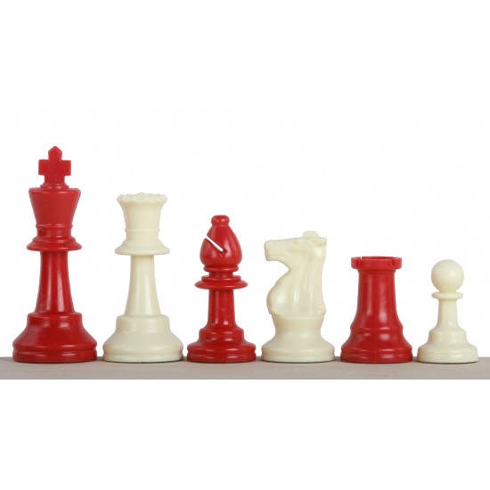 Шахові фігури Стаунтон №6, червоно-білі (пластик)
