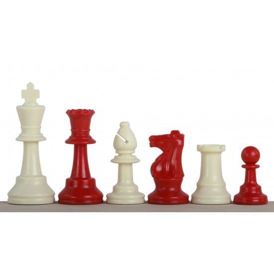 Шахматные фигуры Стаунтон №6, красно-белые (пластик)