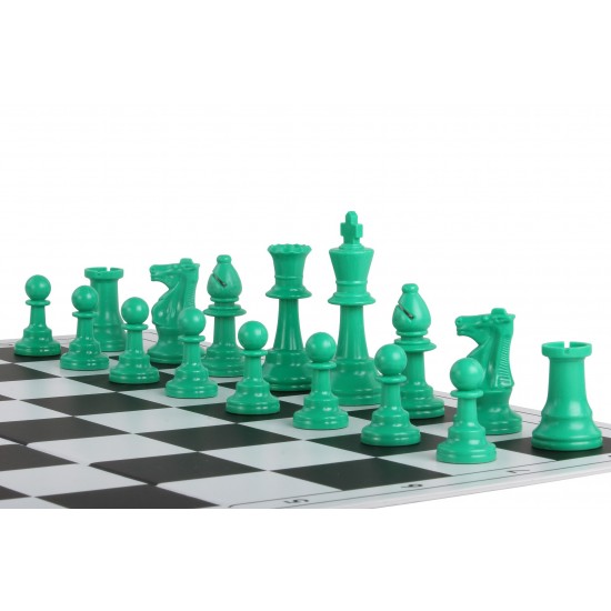 Шахові фігури Стаунтон №6, зелено-білі (пластик)