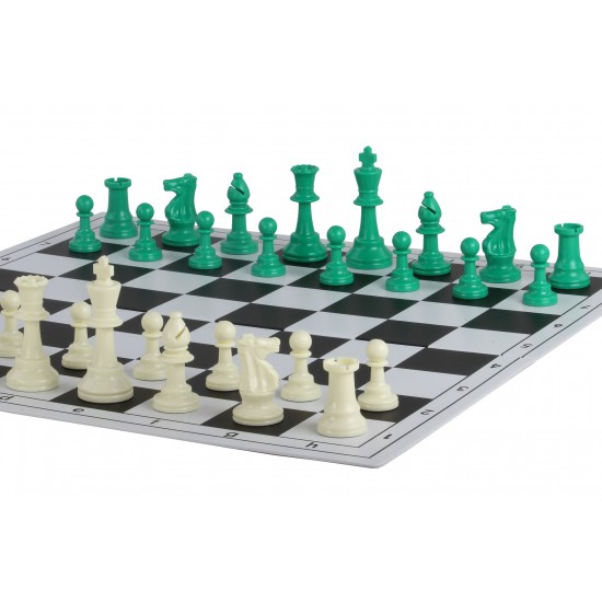 Шахматные фигуры Стаунтон №6, зелено-белые (пластик)
