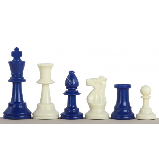 Шахматные фигуры Стаунтон №6, сине-белые (пластик)