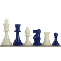 Шахматные фигуры Стаунтон №6, сине-белые (пластик)