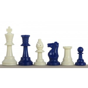 Шахові фігури Стаунтон №6, синьо-білі (пластик)