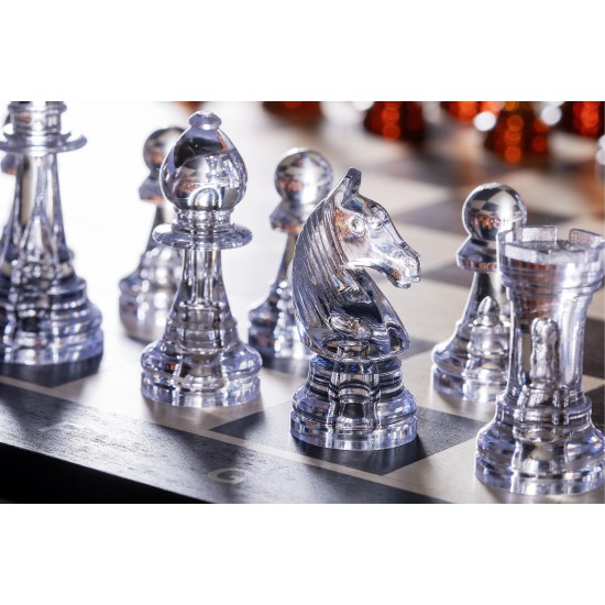 Шахові фігури Стаунтон №6, Янтарні (пластик)