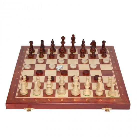 Набор шахматы+шашки+нарды Prestige, 47см х 47см (Мадон 144)