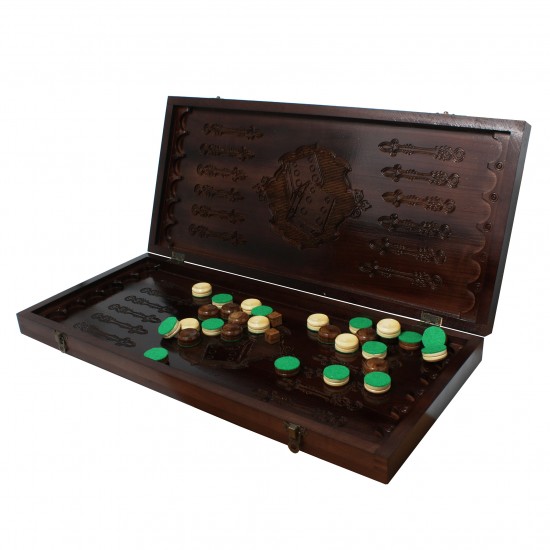 Нарды деревянные Трезуб, 55см х 50см. Ручная работа (Украина)