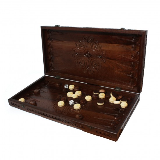 Набір шахи + шашки + нарди Лотос (темний), 50см х 50см (Україна)